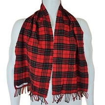 Pendleton 100% Virgin Wool Scarf USA Fringe Clan Brodie Red Tartan Plaid 12”x57” - £20.17 GBP