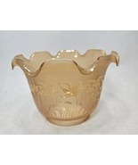 Vintage Etched Satin Glass Amber Ruffled Top Lamp Shade 4” fitter - €63,76 EUR