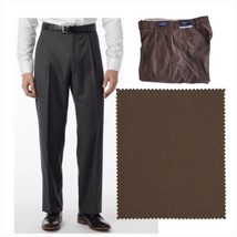 Ballin Manchester Pleated Front Super 120s Wool Comfort Eze Pants 36 Brown - £90.29 GBP