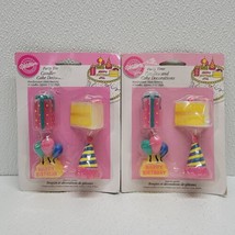 Vintage 1998 Wilton Happy Birthday Party Time Candles &amp; Cake Decorations - £19.28 GBP