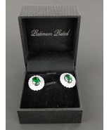 Gold Coast Green Emerald  Platinum Plated Earrings NEW!!! - £7.54 GBP