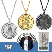 Round Tarot Card Necklace | Suit of Cups Pendants | Minor Arcana Tarot Cards Sta - £13.83 GBP