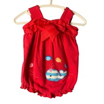 JC Penneys Girls Infant baby Newborn Red Blue Romper Short Outfit 1 Piec... - $8.90