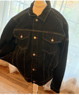 Vintage TOMMY HILFIGER Black Denim Jean Trucker Jacket Men&#39;s Large L - $118.65 CAD