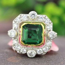 2.5Ct Art Déco Antico Verde Smeraldo Taglio Vintage Fidanzamento Anello Argento - £224.51 GBP