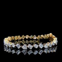 14k Yallow Gold Ovel,Emerald,Hart Cut Eco-Frindly Diamond Chain Tennis B... - $2,000.00