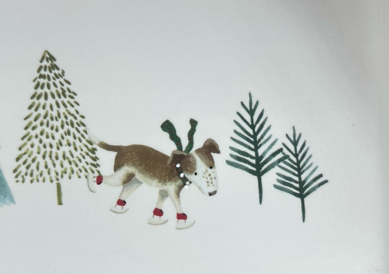 Furry Friends Tabletops Stoneware Rectangle Serving Plate Tray Christmas Dogs Item image 6