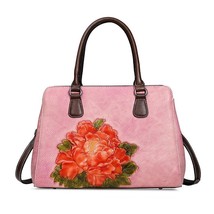 Vintage Floral 2022 New Cow Leather Bag Women Handbag Handmade Embossing... - £114.28 GBP