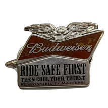 Budweiser Beer Motorcycle Ride Safe First Brewery Lapel Hat Pin Pinback - $9.95