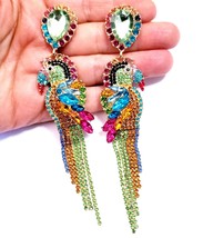Parrot Drop Earrings, Chandelier Earrings Rhinestone, Crystal Bird Earrings, 5.1 - £30.20 GBP
