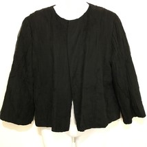 Eileen Fisher L Black Silk Wrap Short Jacket 3/4 Sleeves - £65.55 GBP