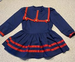 Vintage Peaches ‘n Cream Sailor Dress Navy Blue &amp; Red Girl’s Size 5 Made... - $15.19