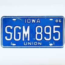1986 United States Iowa Union County Passenger License Plate SGM 895 - £14.78 GBP