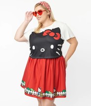 Hello Kitty x Smak Parlour Plus Size Black &amp; White Boxy Crop Tee (1X, 2X) NWT - £35.39 GBP