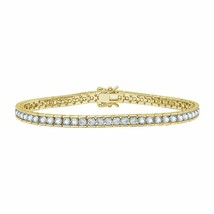 9CT Round Solitaire Simulated Gemstone 14k Yellow Gold Plated Tennis Bracelet 7&quot; - £133.68 GBP