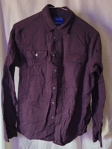 Men's Apt.9 Shirt Size Medium Button-Up Solid Plum/Purple "Seriously Sof... - $14.99