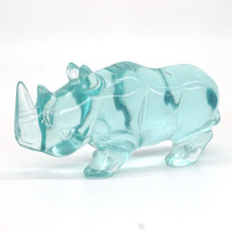 Rhinoceros Figurine Crystal Healing Reiki Stone Carved Statue Ocean Blue... - £38.79 GBP