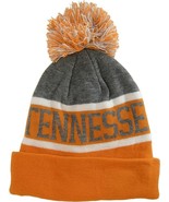 Tennessee Wide Stripe Winter Knit Pom Beanie Hat (Gray/Orange) - £15.94 GBP