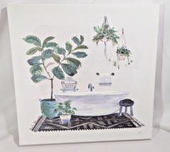 Garden Bath White Stretched Canvas Wall Art Claw Foot Tub Plants Rug 12 ... - $353.60 MXN