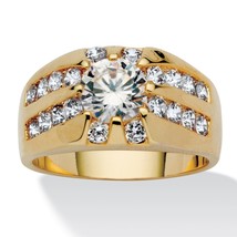 PalmBeach Jewelry Men&#39;s 2.95 TCW Round Cubic Zirconia Ring in Goldtone - £34.24 GBP