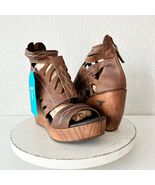 Lane Boots BECCA Womens Brown Wedges Sz 10 Western Style Sandals Cowgirl... - $148.50