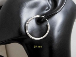 Medium Sterling Silver Hoop Earrings, Silver Circle Earrings 35mm 40mm 45mm  - £28.06 GBP+