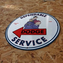 Vintage 1966 Dodge Automobile Dependable Service Porcelain Gas &amp; Oil Pump Sign - £97.73 GBP