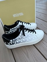 Michael Kors MK Poppy Graphic Logo Faux Leather Sneakers Shoes - £103.09 GBP