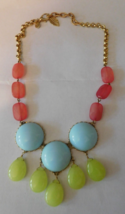 DAVID AUBREY Candy Drops Bib Statement Necklace Turquoise Fuchsia Chartr... - $59.95