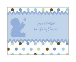 Tickled Blue Baby Shower Invitations with Envelopes 8 Per Package New - £3.16 GBP