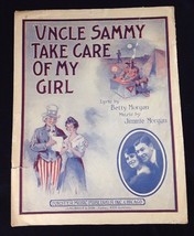 Vintage 1918 WWI Uncle Sammy Take Care Of My Girl Large Format Sheet Music - £16.24 GBP