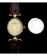 Ladies Watch French Michel Herbelin Gold Faux Diamonds Crocodile - $295.95