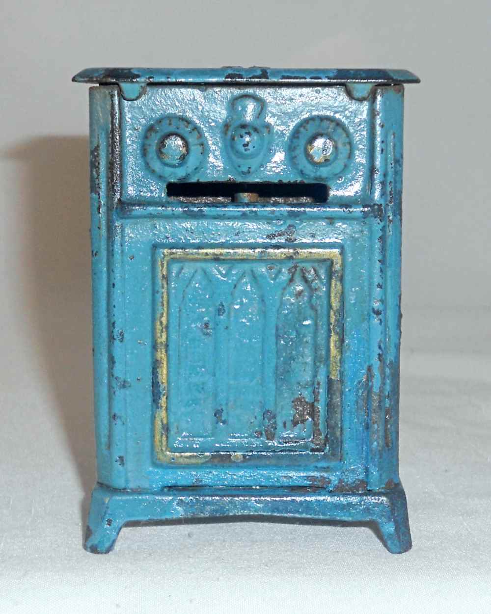 Primary image for Antique "Radio Bank" Blue Painted Hubley Cast Iron Still Penny Bank