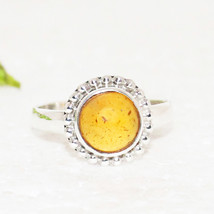 925 Argent Sterling Ambre Bague Handmade Bijoux Gemstone Ring Cadeau pou... - £30.55 GBP