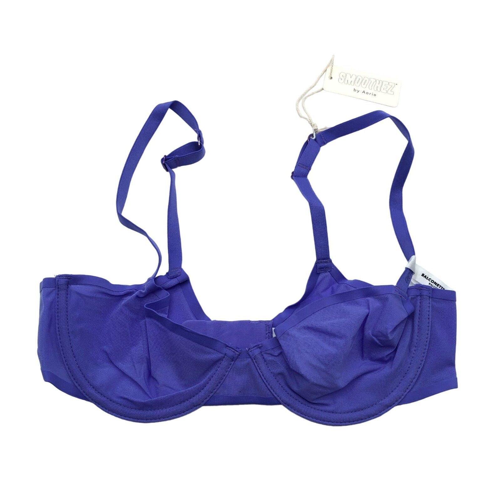 Primary image for Smoothez by Aerie Bra Balconette Sheer Mesh Unlined Underwire Purple 32D