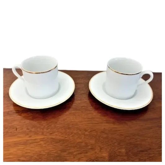 TIFFANY &amp; CO 2 cups and plates for tea or coffee set in white porcelain ... - $150.00