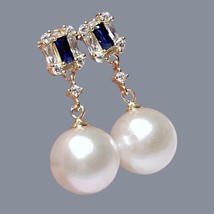 Radiant Edison Natural White Round Cultured 10.5 - 11mm Pearl Dangle Earrings - £75.03 GBP