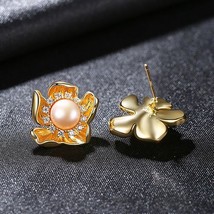 South Korea Full Diamond Large Flower Stud Earrings S925 Sterling Silver Zircon  - £41.76 GBP