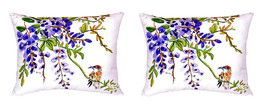 Pair of Betsy Drake Wisteria &amp; Bird No Cord Pillows 16 Inch X 20 Inch - £63.30 GBP