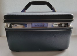 Vtg Samsonite Profile II Dark Blue Hardside Train Case Make-up Travel Lu... - $48.51