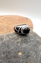 Art Deco Sterling Silver Black Onyx Inlay Band Ring 8-8.25 - £20.29 GBP