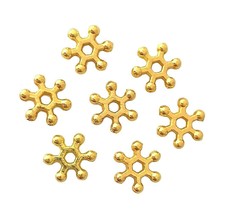 100 Bright Gold Brass 7x2mm Retro Beaded Flower Rondelle Accent Spacer Beads - £3.94 GBP