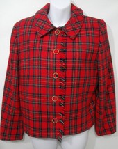 Orvis Womens 8 Red Plaid Lined Blazer Jacket Made in USA  - £22.73 GBP