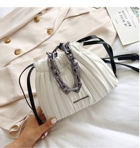 Fashion Brand Handbags High Texture Chain Bag Ruffled Drawstring Bucket Bags PU  - £26.21 GBP
