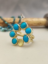  Turquoise ring. 14K solid yellow gold ring with Turquoise. Handmade ring. - £888.58 GBP