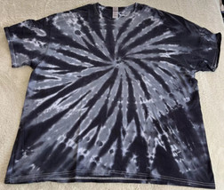 Gildan Men’s Black Gray Spiral Tie Dye Short Sleeve Shirt XXL - £19.63 GBP