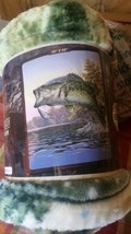 Large Mouth Trout American Heritage Woodland Royal Plush Raschel blanket - $30.00