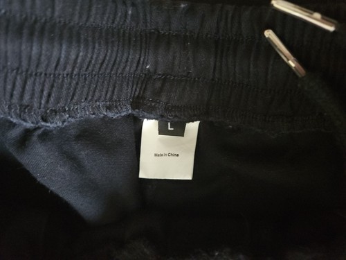 Men's Black Size L Drawstring Cargo Sweatpants, Zipper Pocket/Button Pocket Item image 6