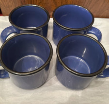 Coffee Mugs Speckled Cobalt Blue Large Stoneware MUGS 4-1/8&quot; x 3-3/4&quot; H - $28.00