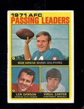 1972 TOPPS #3 GRIESE/DAWSON/CARTER VG 1971 AFC PASSING LEADERS (MK) *X96899 - $1.47